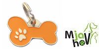 tablica.si-Obesek za psa z gravuro, kovinski, ročno delo, narejeno v Sloveniji kost MjavHov oranžna