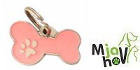 tablica.si-Obesek za psa z gravuro, kovinski, ročno delo, narejeno v Sloveniji kost MjavHov roza